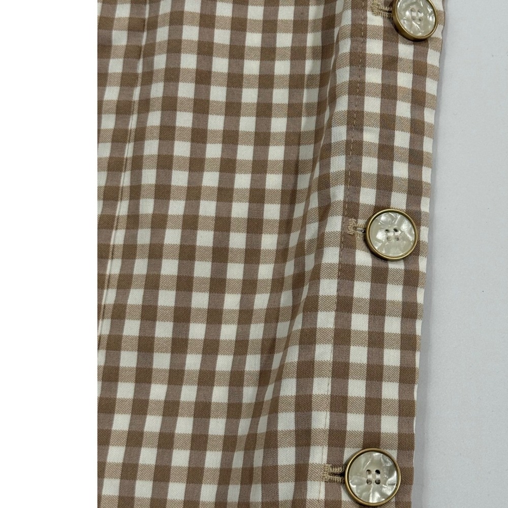 J. McLaughlin Tan Paulson Gingham Dress Stretch Knit Fabric Size 10 W529 - Picture 4 of 8